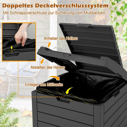 Outdoor Trash Can with Lid, Pull-Out Tray, 118L, Black