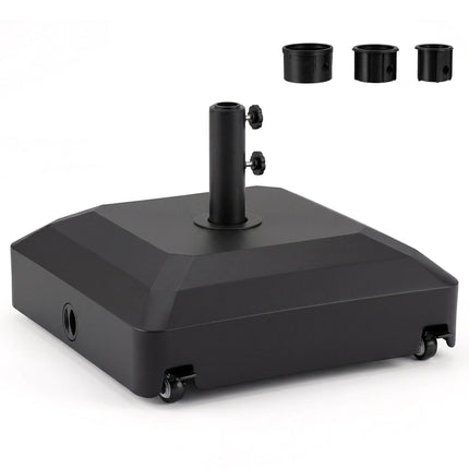 Outdoor Umbrella Base with Wheels, Fillable, Black