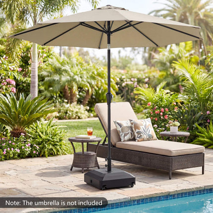 Outdoor Umbrella Base with Wheels, Fillable, Black