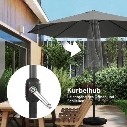 Outdoor Umbrella with UV Protection, Tilt Function, Dark Grey