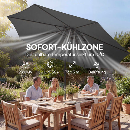 Outdoor Umbrella with UV Protection, Tilt Function, Dark Grey