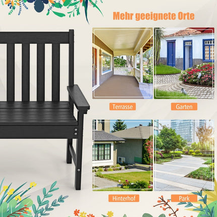 Outdoor Weatherproof HDPE Garden Bench for 2-3 Seats