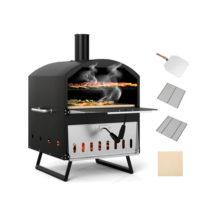 Outdoor Wood-Fired Pizza Oven, 40 cm, 2-Layer Cooking