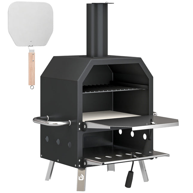 Outdoor Wood-Fired Pizza Oven, Stainless Steel, 2-Tier