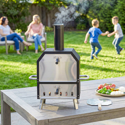 Outdoor Wood-Fired Pizza Oven, Stainless Steel, 2-Tier