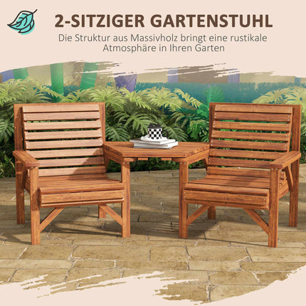 Outdoor Wooden Balcony Set with Table and Umbrella Hole