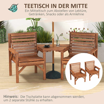 Outdoor Wooden Balcony Set with Table and Umbrella Hole