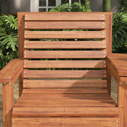Outdoor Wooden Balcony Set with Table and Umbrella Hole