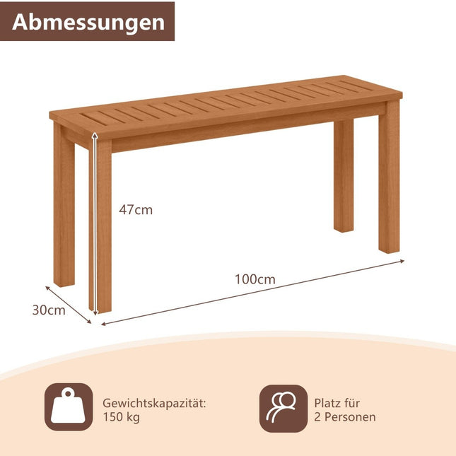 Houten buitenbank, 2-zits, teakhouten olieafwerking, draagvermogen 150 kg