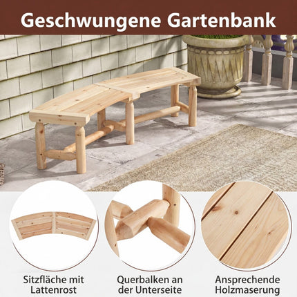 Outdoor Wooden Bench, Curved Design, 2-3 Seater, 325kg Capacity