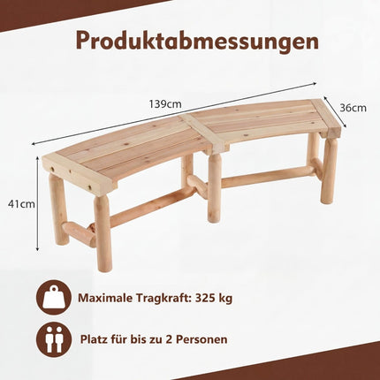 Outdoor Wooden Bench, Curved Design, 2-3 Seater, 325kg Capacity