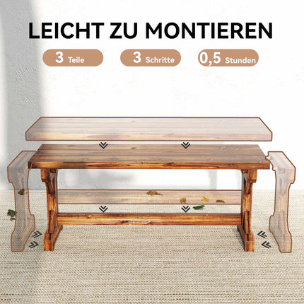 Outdoor Wooden Bench, Fir Wood, 2-Seater, 240kg Capacity