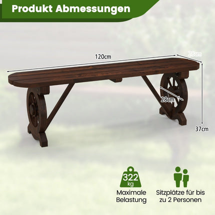Outdoor Wooden Bench, Weatherproof, Seats 2-3, 325kg Capacity