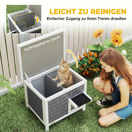 Outdoor Wooden Cat House with Insulation and Asphalt Roof