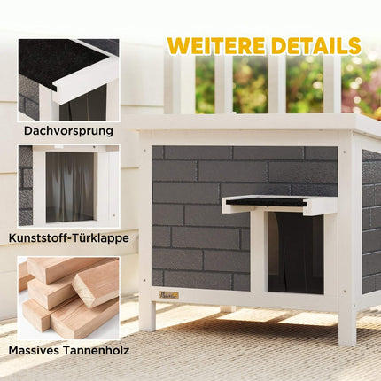 Outdoor Wooden Cat House with Insulation and Asphalt Roof