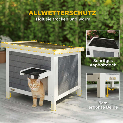 Outdoor Wooden Cat House with Insulation and Asphalt Roof
