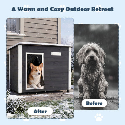 Outdoor Wooden Dog House with Removable Floor & Roof