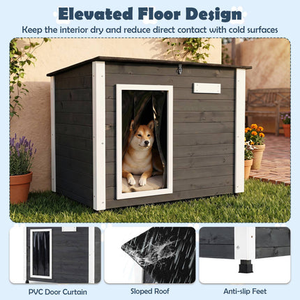 Outdoor Wooden Dog House with Removable Floor & Roof