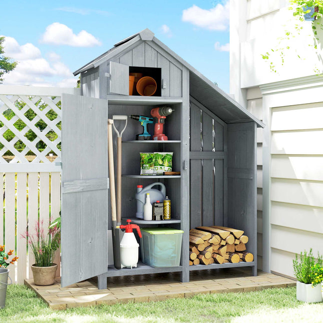 Outdoor Wooden Garden Cabinet, Weatherproof, 129x51.5x180 cm