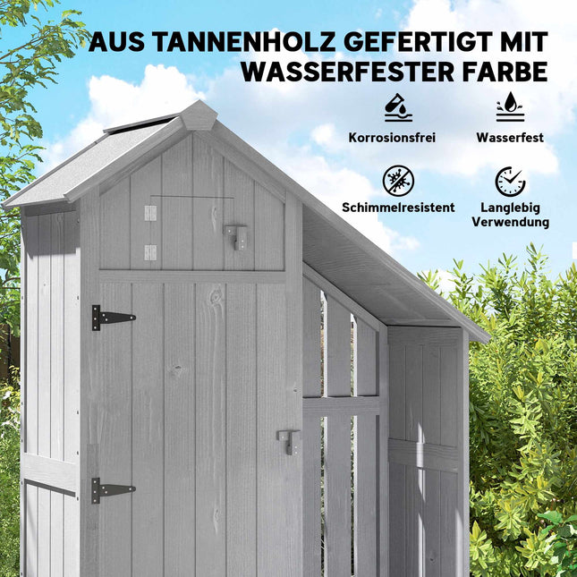 Outdoor Wooden Garden Cabinet, Weatherproof, 129x51.5x180 cm