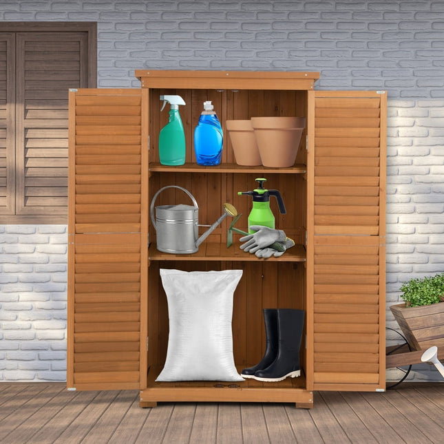 Outdoor Wooden Garden Tool Cabinet, 160 cm, Weatherproof Roof