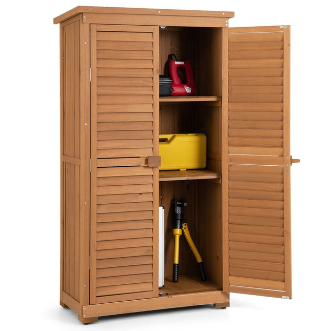 Outdoor Wooden Garden Tool Cabinet, 160 cm, Weatherproof Roof