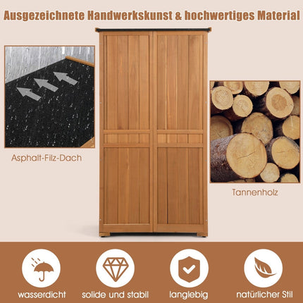 Outdoor Wooden Garden Tool Cabinet, 160 cm, Weatherproof Roof