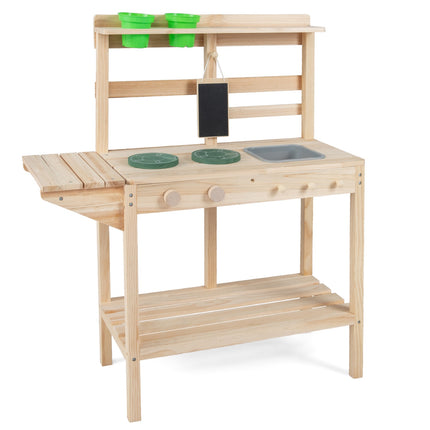 Outdoor Wooden Mud Kitchen Playset – Sink, Stove, Chalkboard