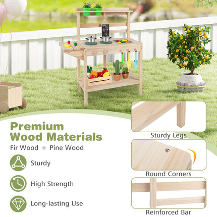 Outdoor Wooden Mud Kitchen Playset – Sink, Stove, Chalkboard