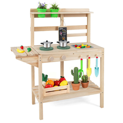 Outdoor Wooden Mud Kitchen Playset – Sink, Stove, Chalkboard