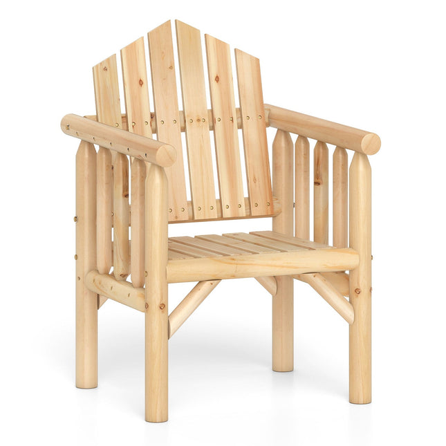 Outdoor Wooden Patio Chair with High Back and Armrests