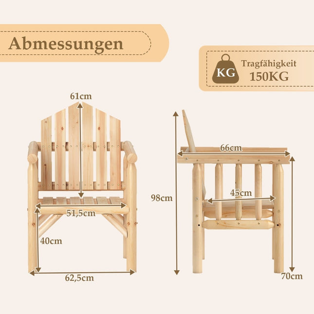 Outdoor Wooden Patio Chair with High Back and Armrests