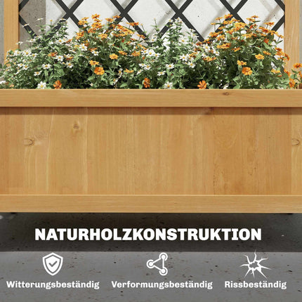 Outdoor Wooden Planter Box with Wheels and Trellis
