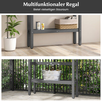 Outdoor bar table with shelf & adjustable foot pads patio high table 122 x 39 x 136 cm gray