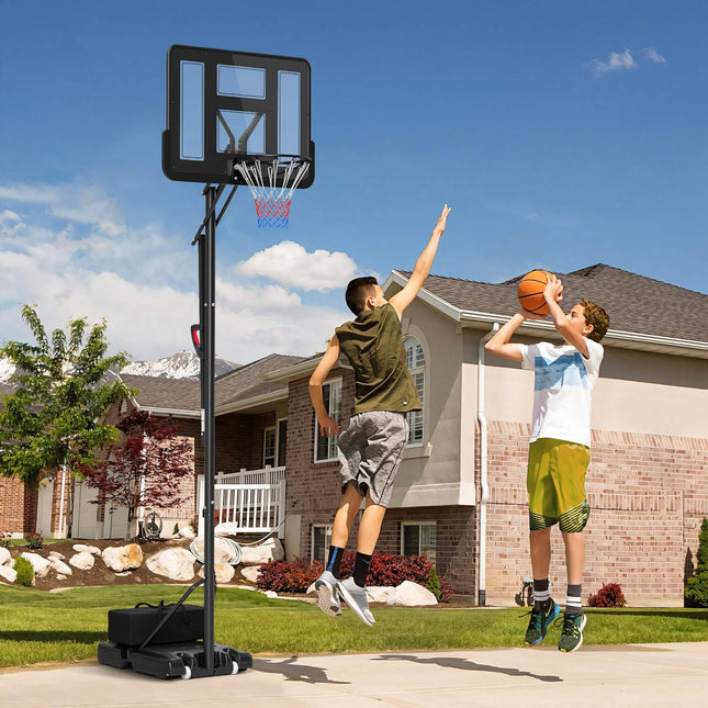 Adjustable outdoor basketball hoop with wheels, 230-305 cm