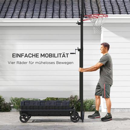 Adjustable outdoor basketball hoop with wheels, 130-310 cm