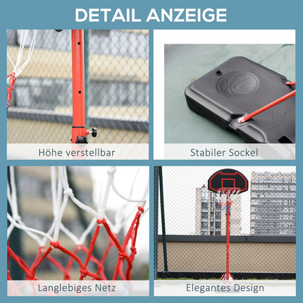 Adjustable outdoor basketball hoop with wheels - 194-249 cm