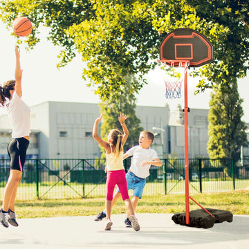 Adjustable outdoor basketball hoop with wheels - 194-249 cm