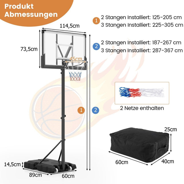 Outdoor basketball hoop with stand & weight bag & 2 nets basketball stand