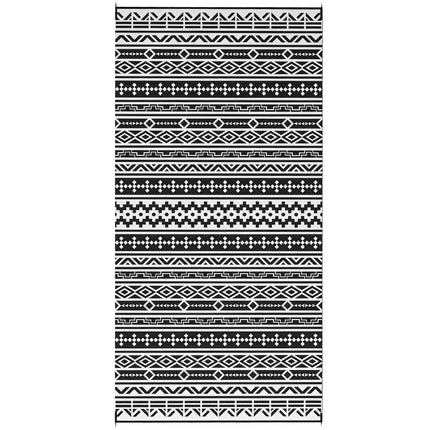 Buitentapijt, robuust weerbestendig buitentapijt, opvouwbaar tapijt in boho-stijl, buitentapijt voor woonkamer, balkon, tuin, terras, badkamer, hal, keuken, 548 x 274 cm zwart + wit Aosoom