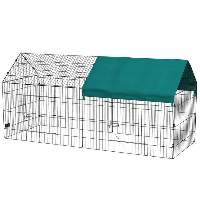 Outdoor house for small animals, steel with lid, green