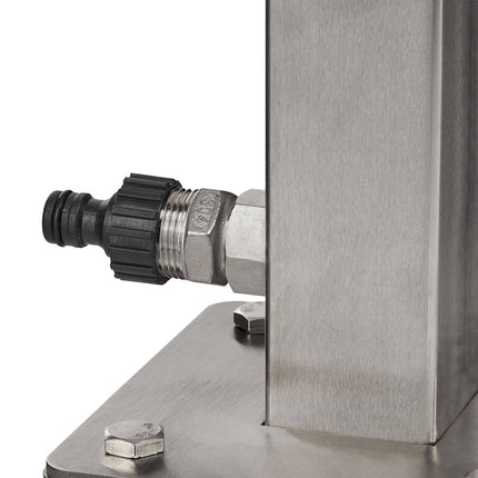 Outdoor faucet with hose holder