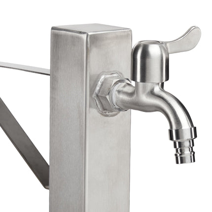 Outdoor faucet with hose holder