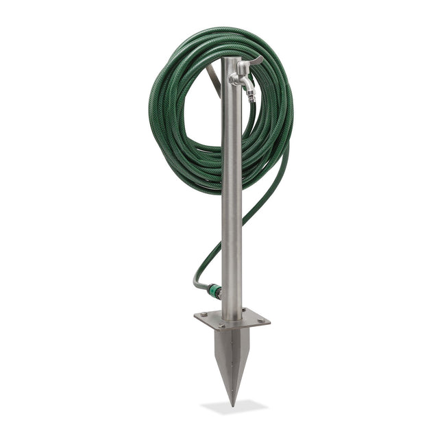 Outdoor faucet with hose holder