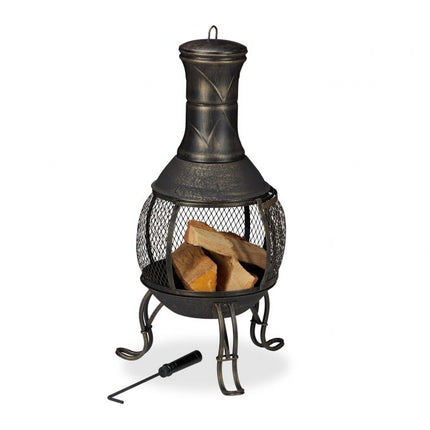 Outdoor fireplace gold-coloured