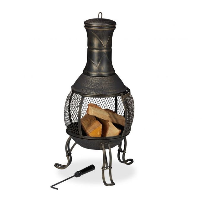 Outdoor fireplace gold-coloured