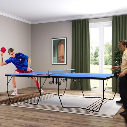 Collapsible outdoor table tennis set with net and wheels