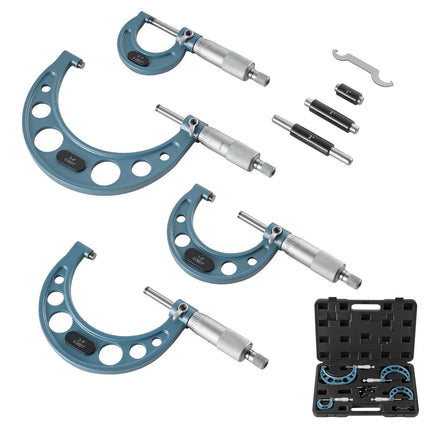 Outside Micrometer Set, 4-Piece 0–4 in, Hard Case