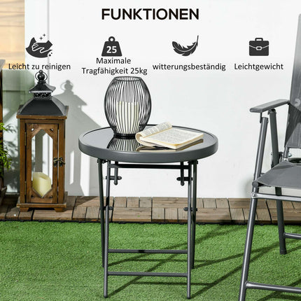 Black folding glass table - Compact for balcony & living room