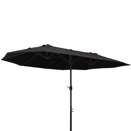 Outsunny Parasol Tuinparaplu Marktparaplu Dubbele parasol Patioparaplu met handslinger Zwart Ovaal 460 x 270 x 240 cm